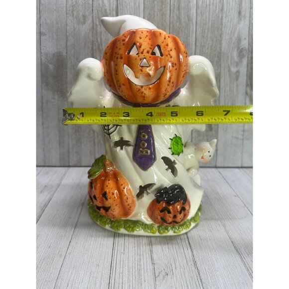 Vtg Fiber Optic Ceramic Ghost 10” Tall Color Changing Halloween Decor 3AAA Works - Picture 11 of 13